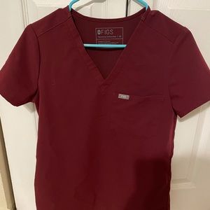 Figs Burgundy 1 Pocket Scrub Top